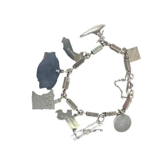 Vintage Silver Tone State Charm Bracelet With Enamel Accents & Unique Charms - Picture 7 of 7